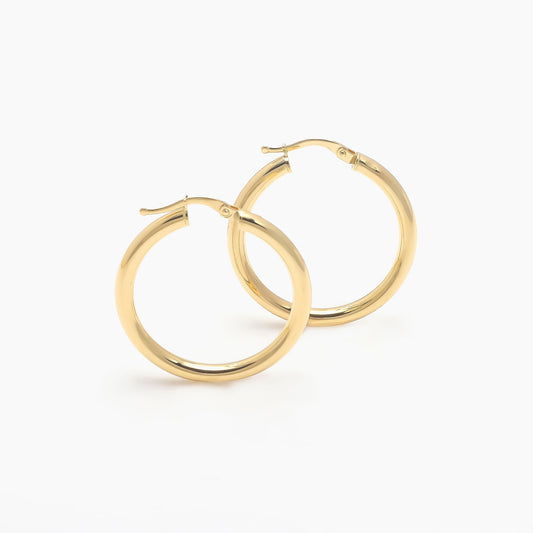 Zeloria Polished Gold Hoop Earrings front view